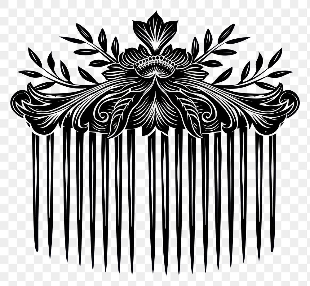 PNG Hair comb drawing black white background.
