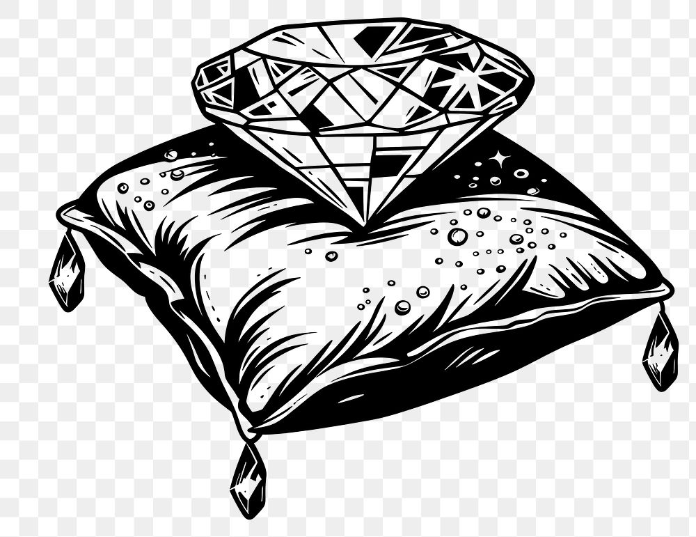 PNG Diamond on a jewelry pillow drawing sketch illustrated.