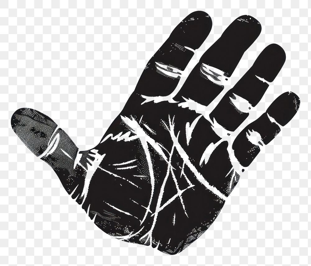 PNG Hand Print hand black white background.