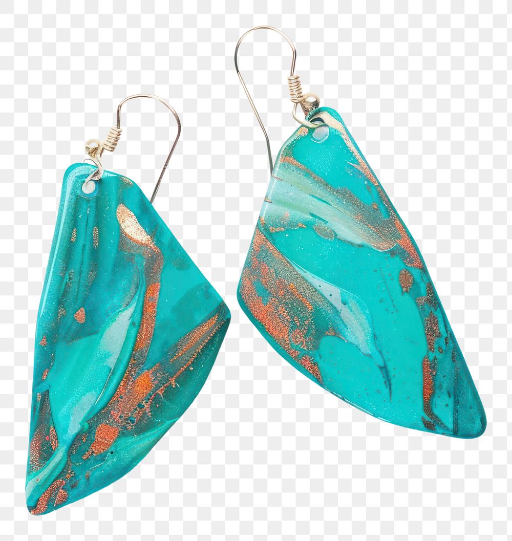 PNG Earrings turquoise jewelry white background.