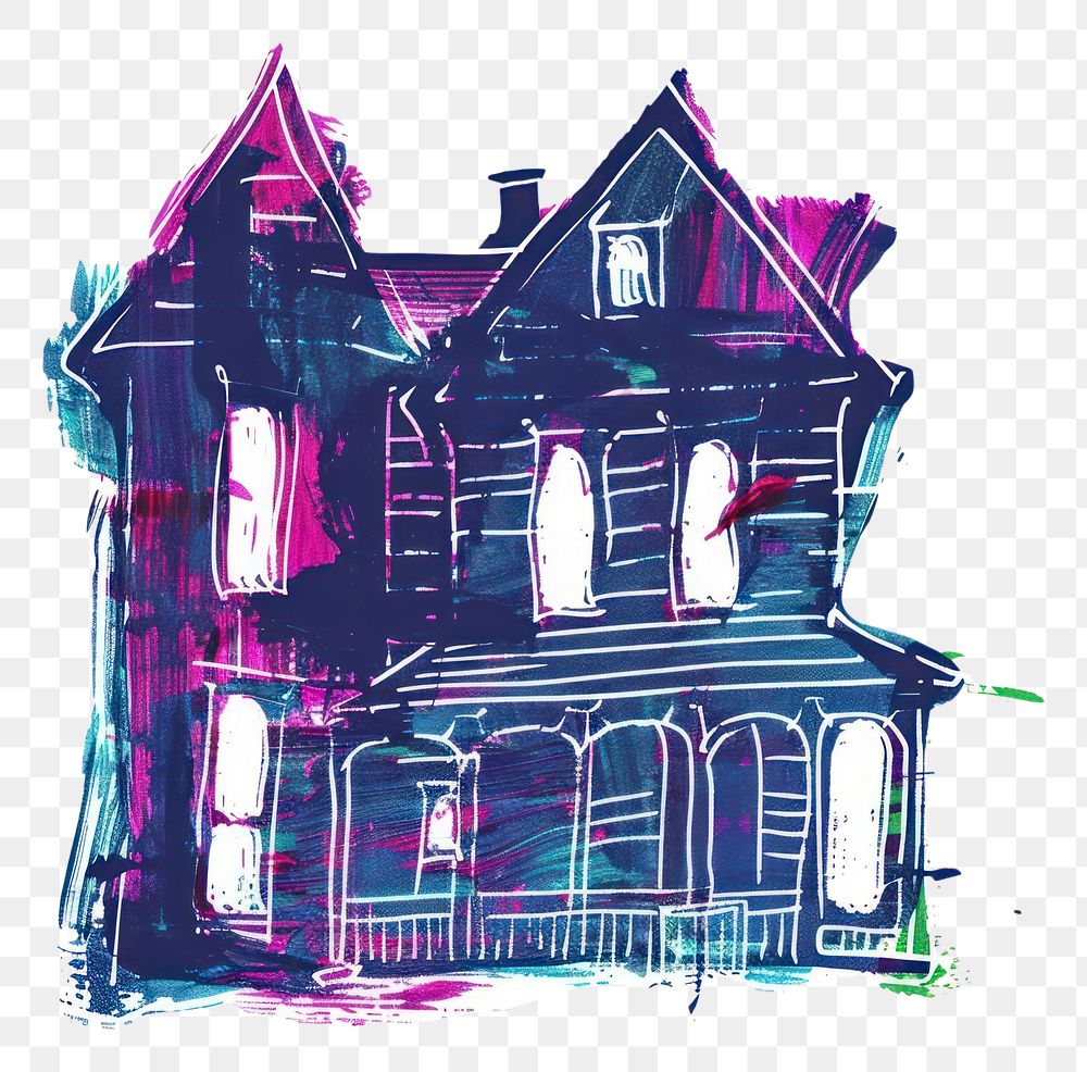 PNG Haunted house drawing sketch white background.