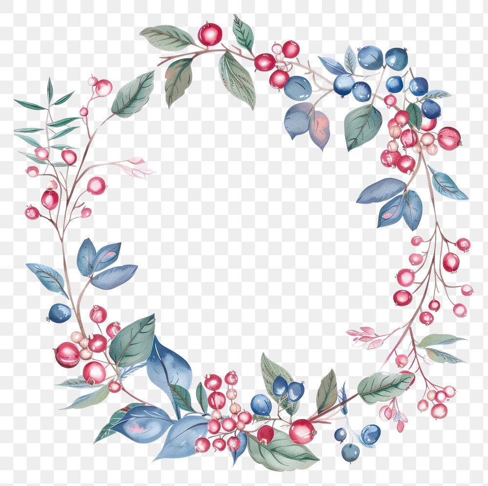 PNG Blueberry pattern wreath plant.