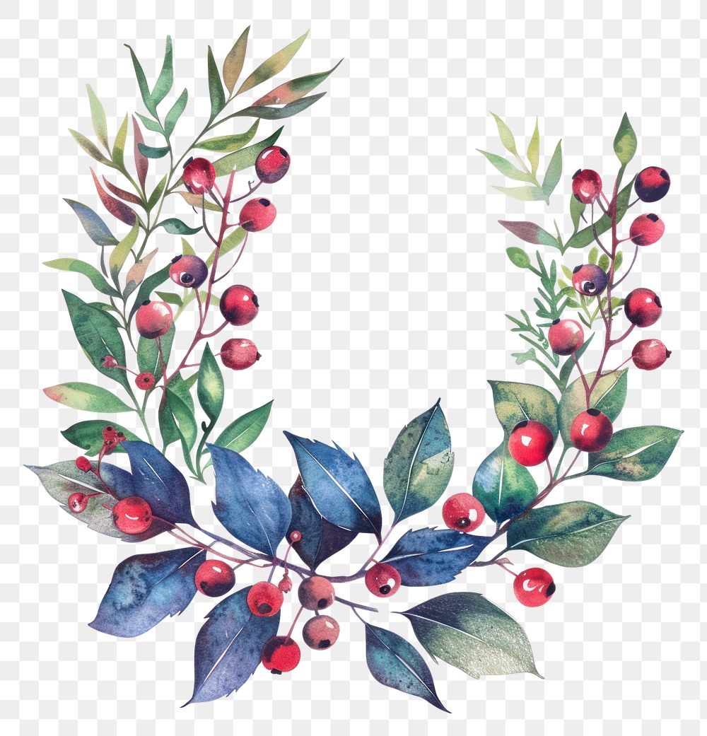 PNG Pattern wreath plant berry.