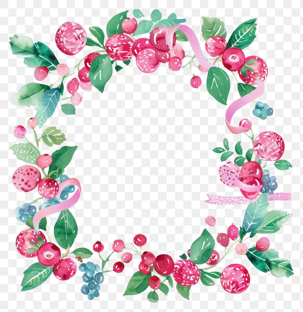 PNG Wreath pattern berry white background.