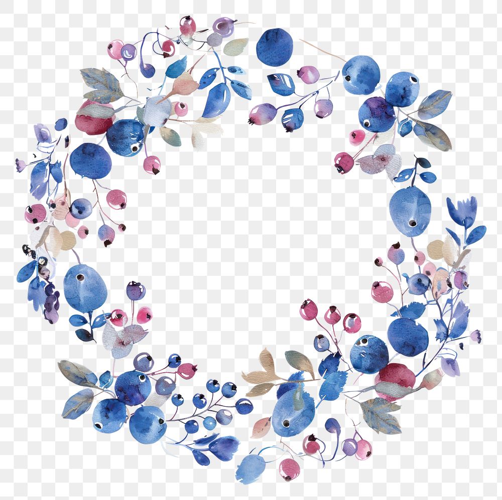 PNG Berry border blueberry wreath plant