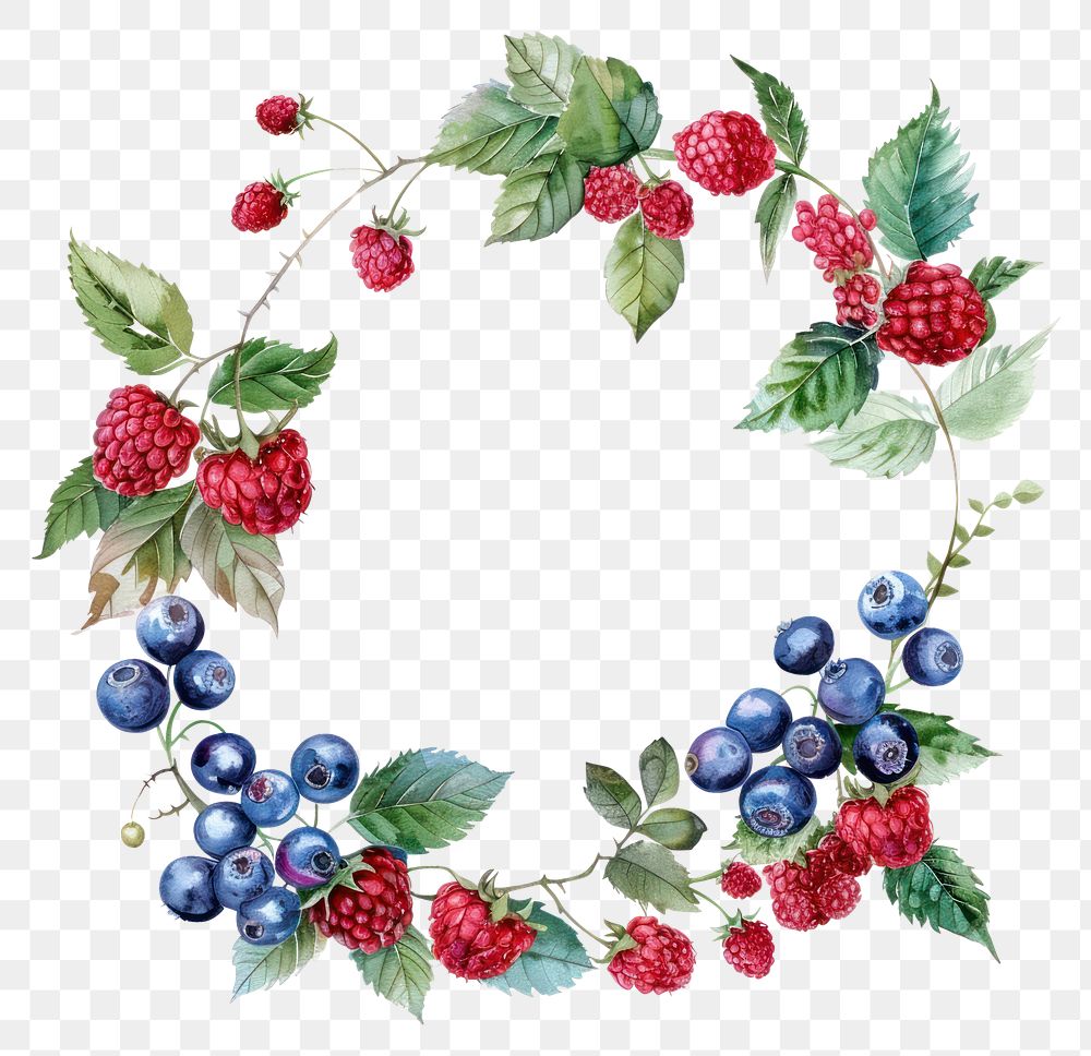 PNG Berry border raspberry blueberry wreath.