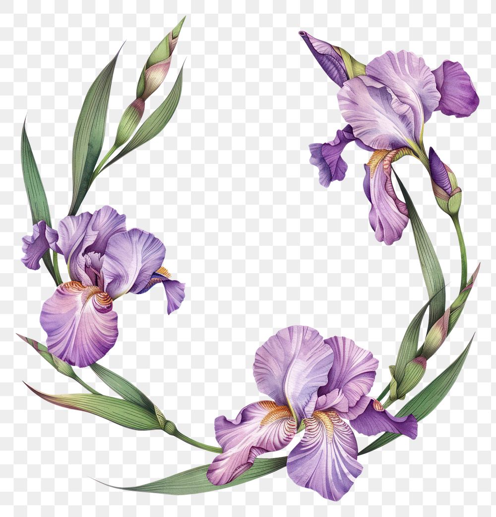 PNG Iris border flower purple wreath