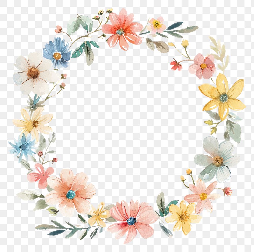 PNG Pattern circle flower wreath.