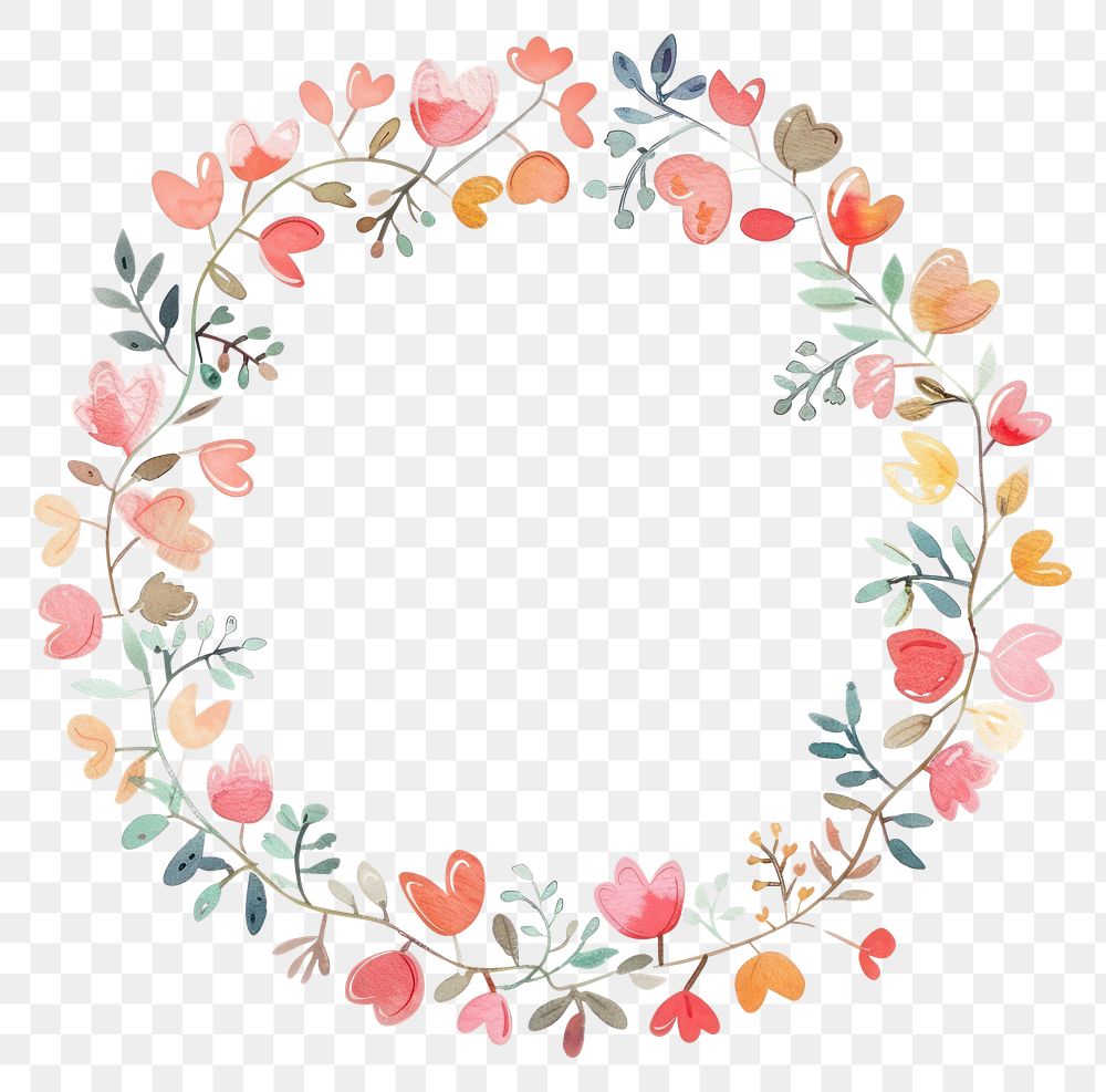PNG Pattern circle wreath heart.