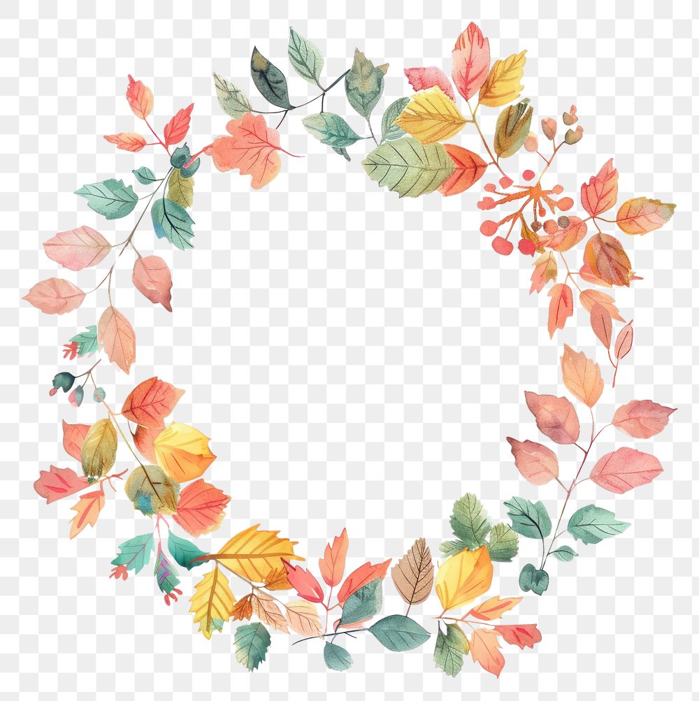 PNG Autumn leaf circle border pattern backgrounds wreath.