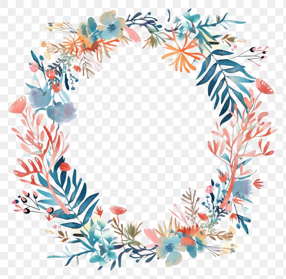 PNG Coral reef border pattern backgrounds wreath.
