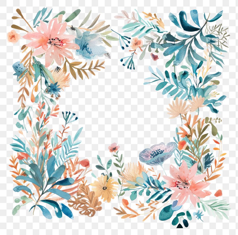 PNG Coral reef border pattern backgrounds wreath.