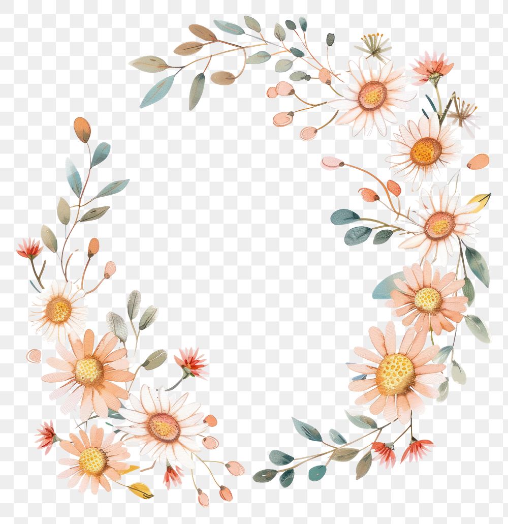 PNG Little daisy circle border pattern flower wreath