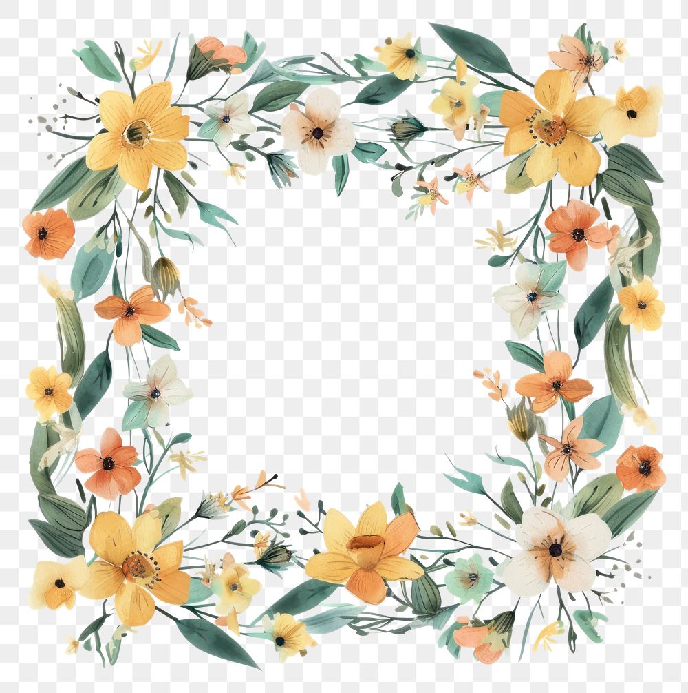 PNG Flower daffodil border pattern backgrounds wreath