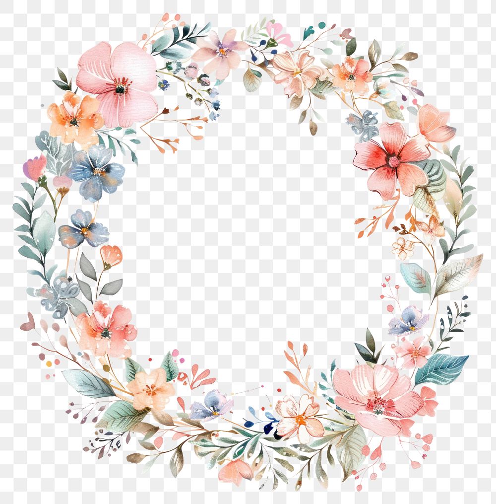 PNG Flower circle border pattern wreath creativity.