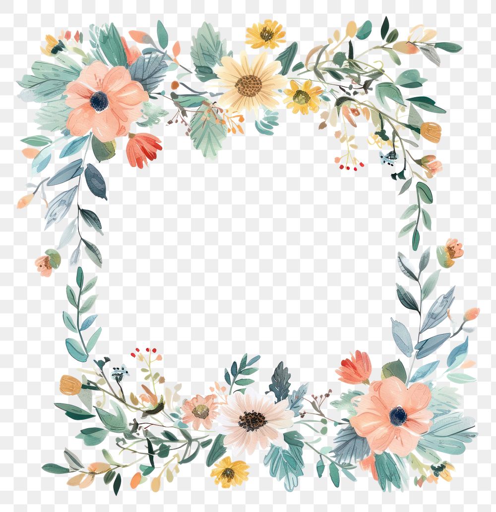 PNG Flower daisy border pattern backgrounds wreath.
