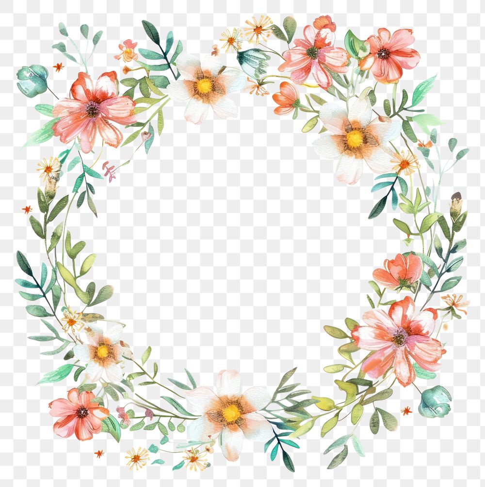 PNG Flower daisy circle border pattern backgrounds wreath.
