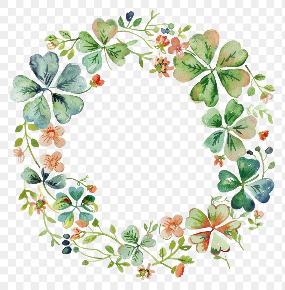 PNG Lucky clover circle border pattern wreath plant