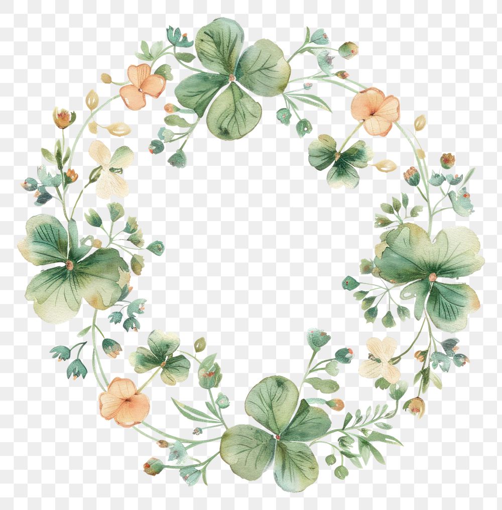 PNG Lucky clover circle border pattern wreath plant