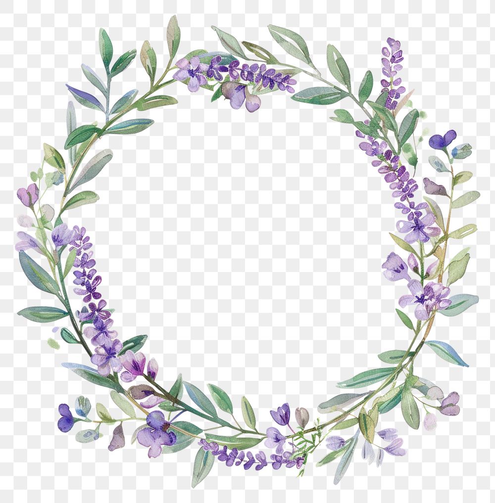PNG Lavender circle border pattern flower wreath