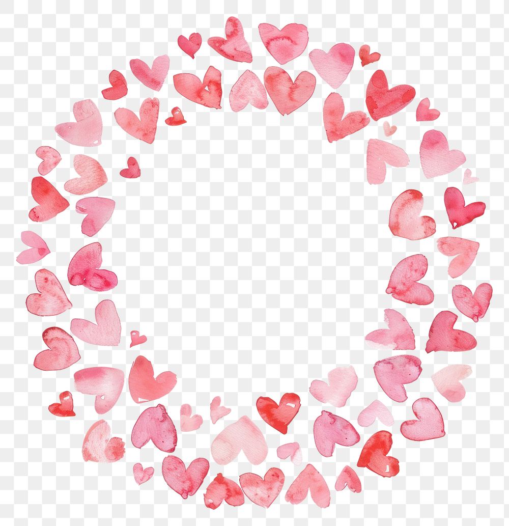 PNG Pink hearts circle border backgrounds pattern petal
