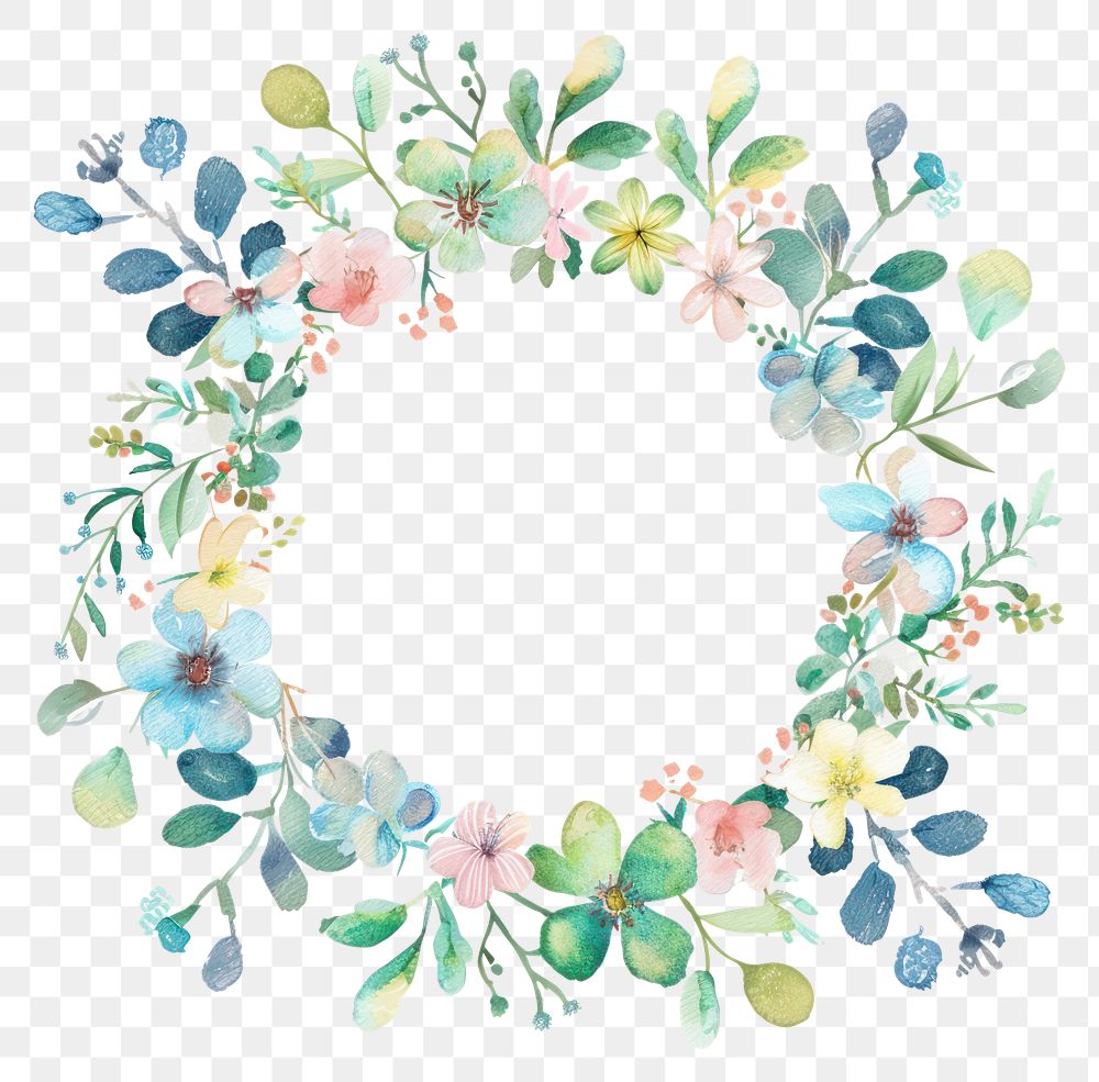 PNG Stationery circle border pattern wreath flower.