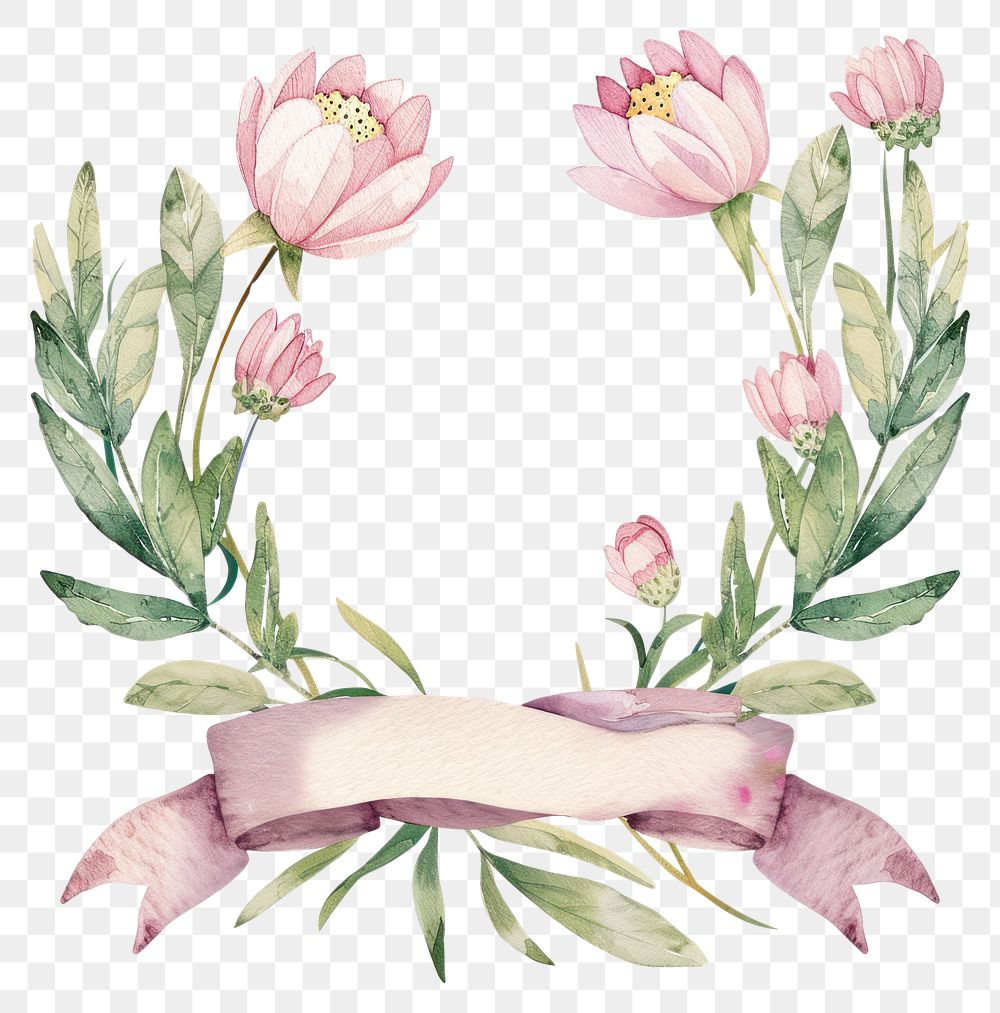 PNG Ribbon with daisy border flower petal plant