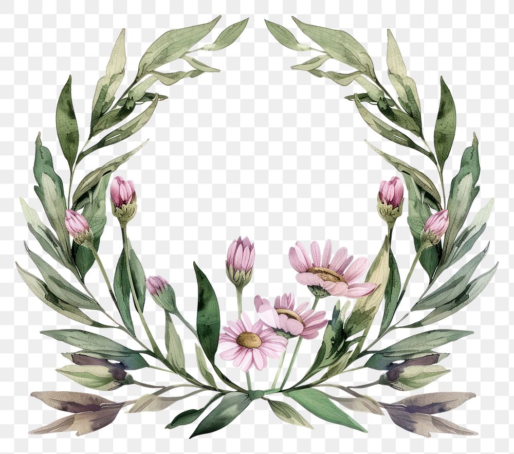 PNG Ribbon with daisy border pattern flower wreath.