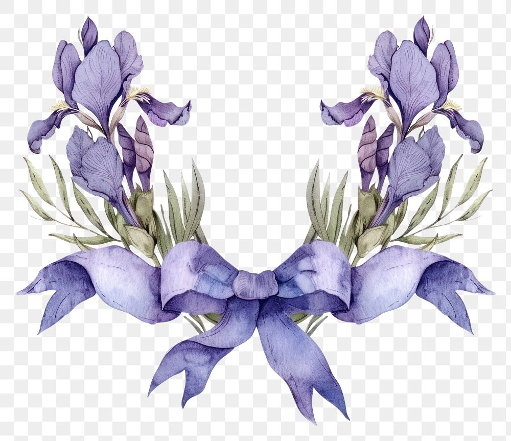 PNG Ribbon with iris border flower purple wreath