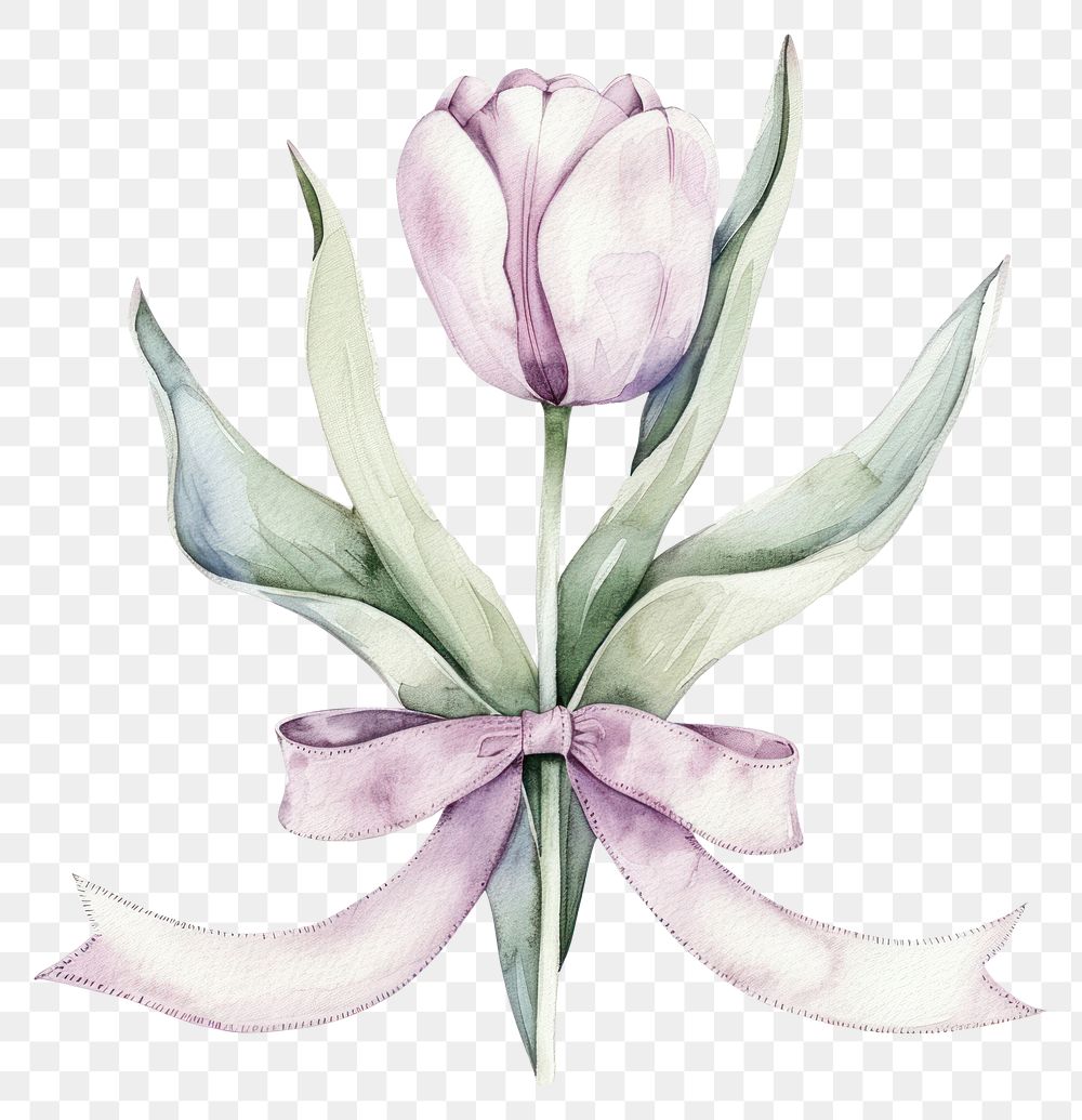 PNG Ribbon with tulip border drawing flower sketch.