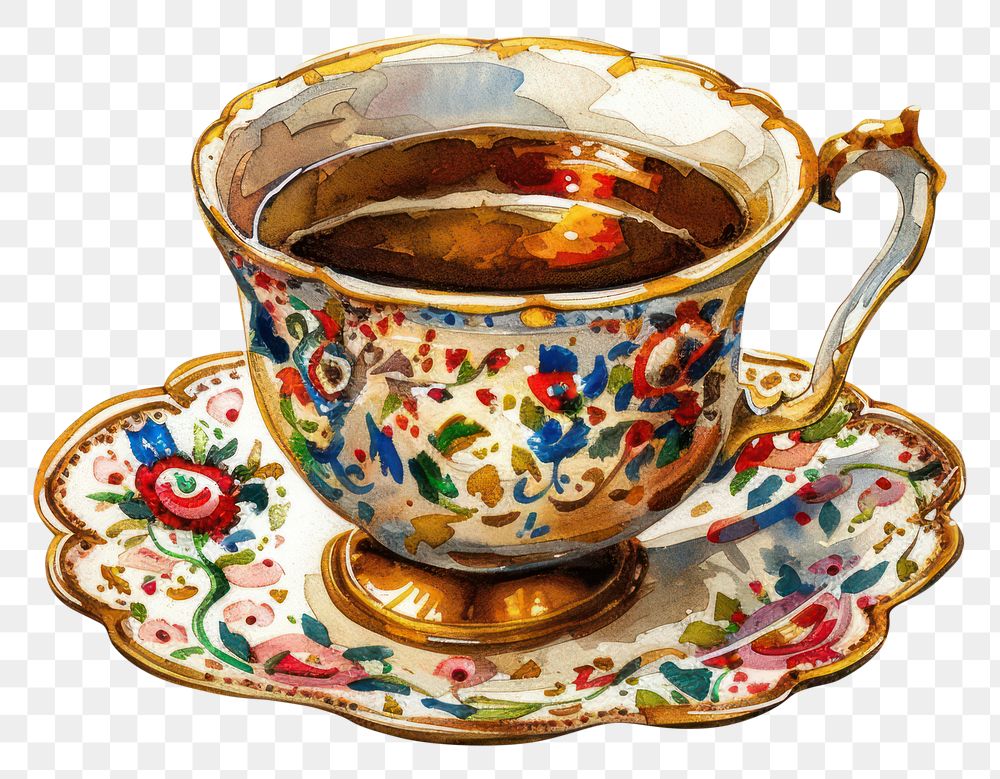 PNG Ottoman painting of cup saucer drink mug