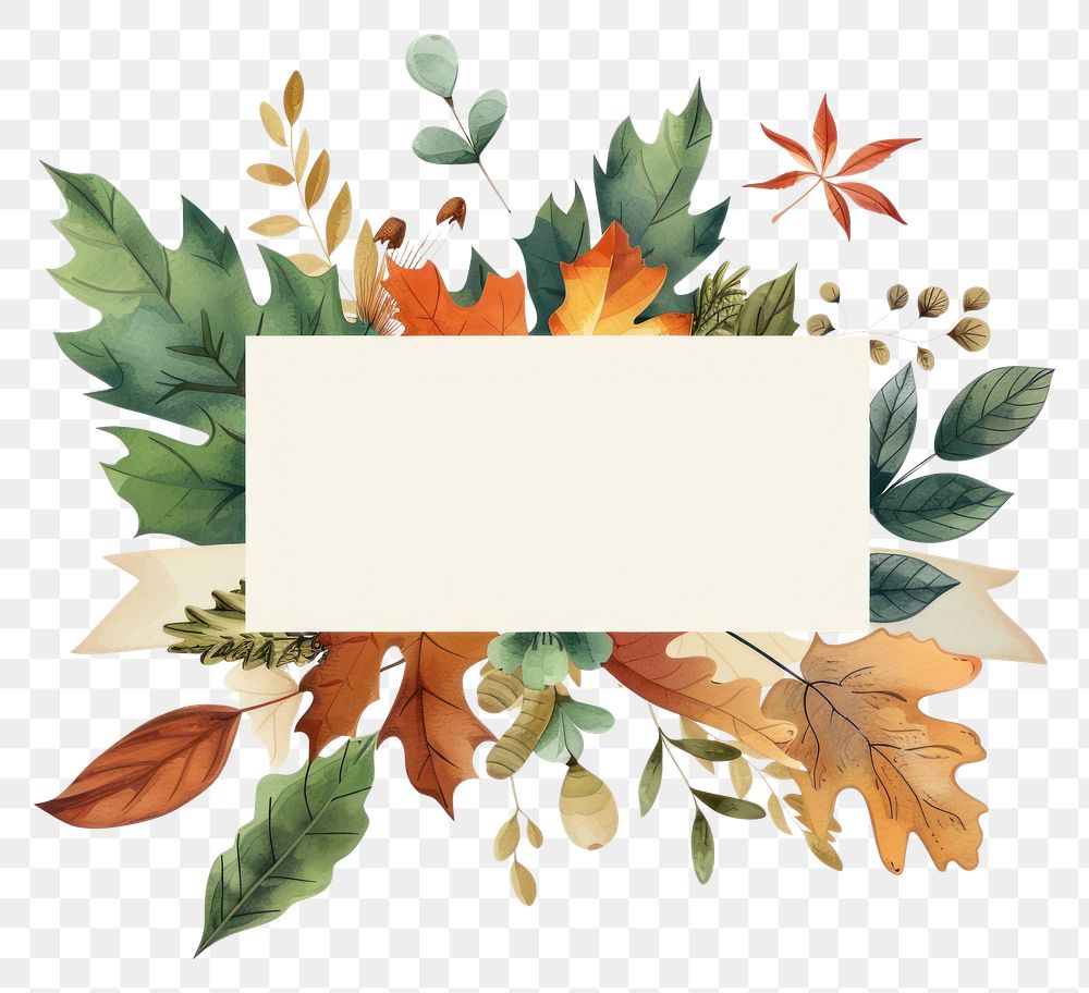 PNG  Ribbon with autumn leafs plant white background celebration.