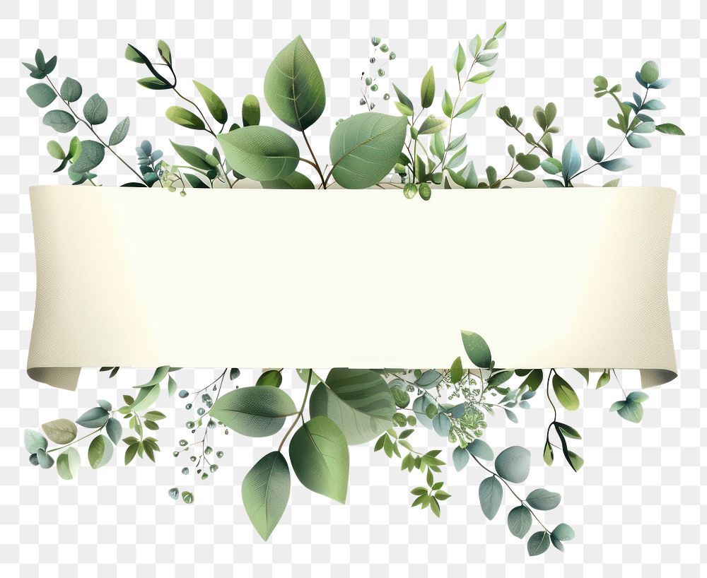 PNG  Ribbon with botanicals minimal flower plant herbs.