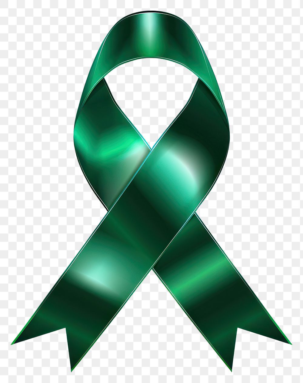 PNG Emerald green gradient Ribbon cancer symbol white background font.