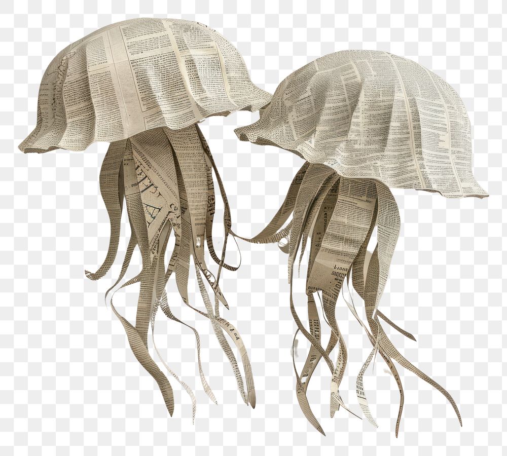 PNG Ephemera paper jellyfish art clothing pattern.