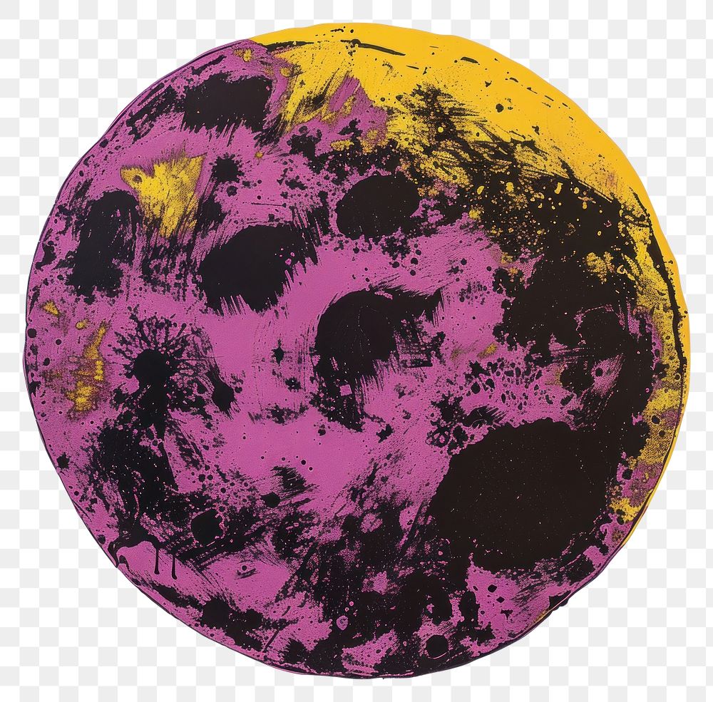 PNG Silkscreen of bakery cookie art purple yellow.