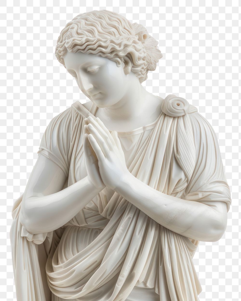 PNG Greek statue holding pray sculpture white art.