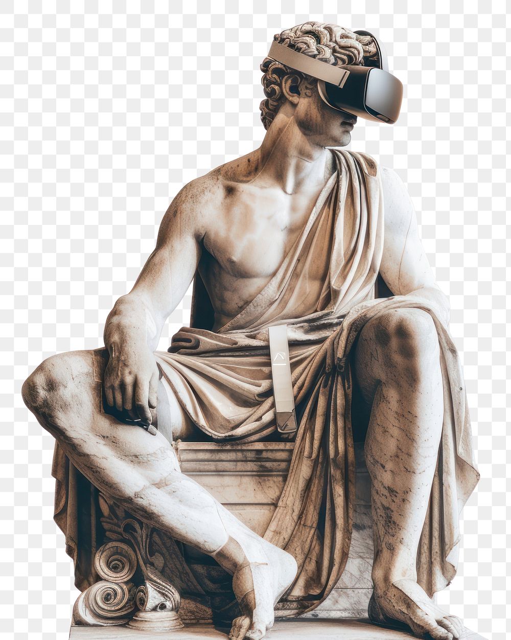 PNG Greek statue holding wearing VR sculpture adult art.