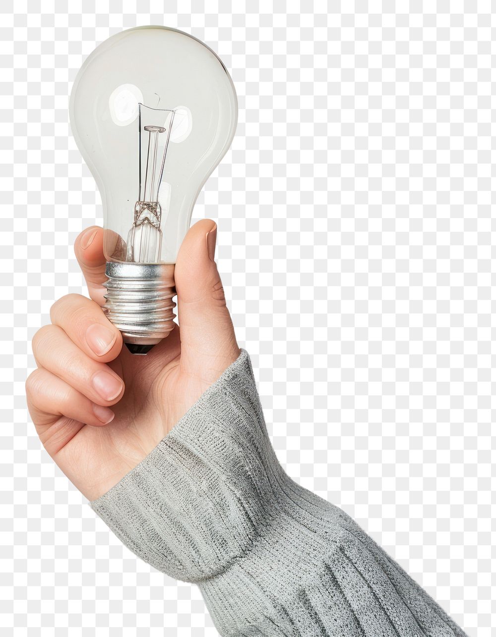 PNG Photo of person holding light bulb lightbulb electricity innovation.