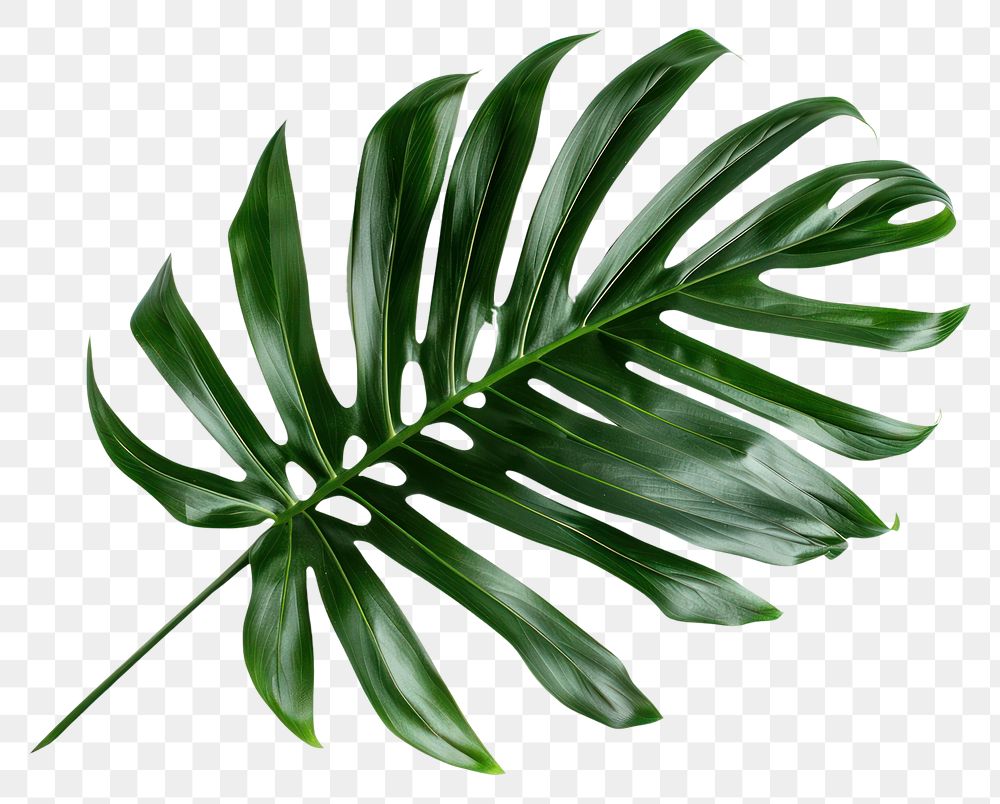 PNG Dark tropical green palm leaf tree plant white background freshness.