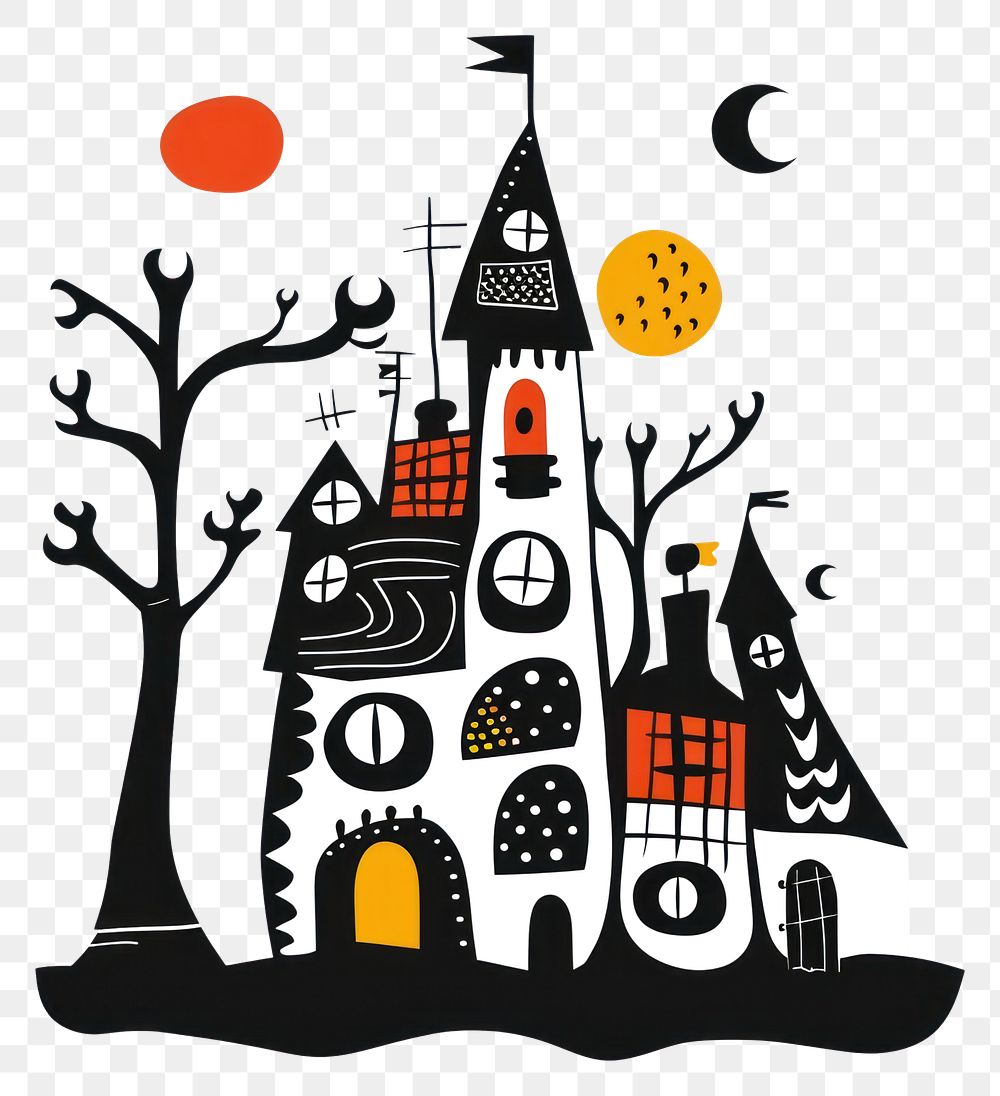 PNG Vector haunted house impressionism drawing sketch art.