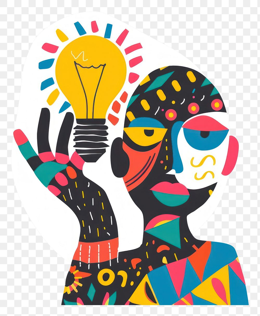 PNG Vector person holding light bulb impressionism art drawing representation.