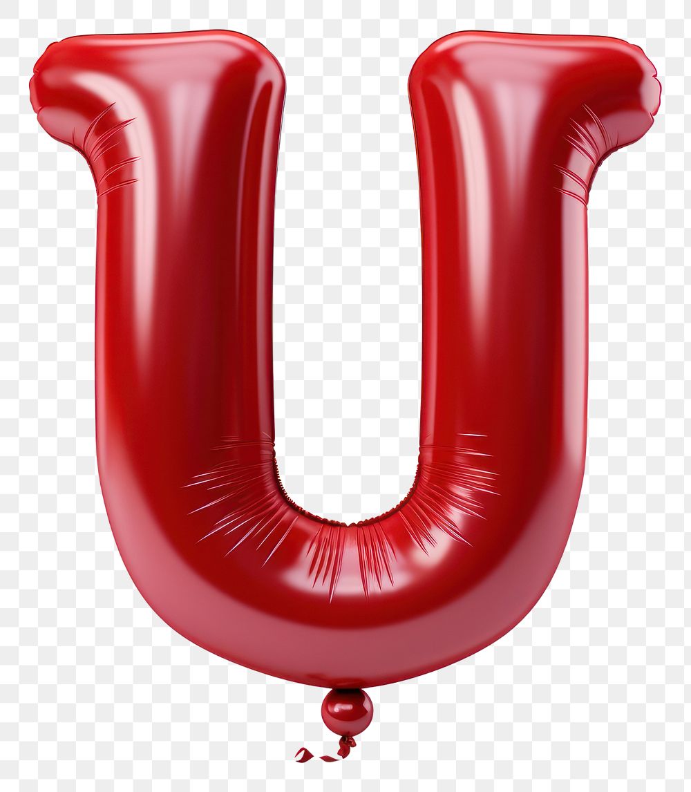 PNG  Red U letter balloon red white background.