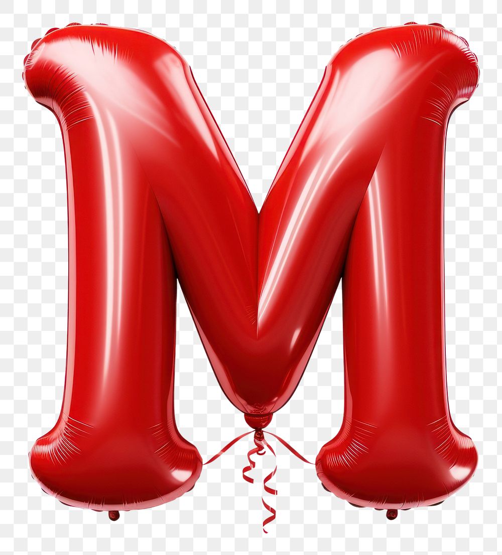 PNG  Red M letter balloon text red.