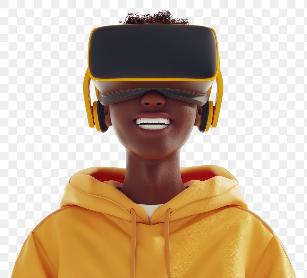 PNG Happy man wearing a VR portrait white background photography