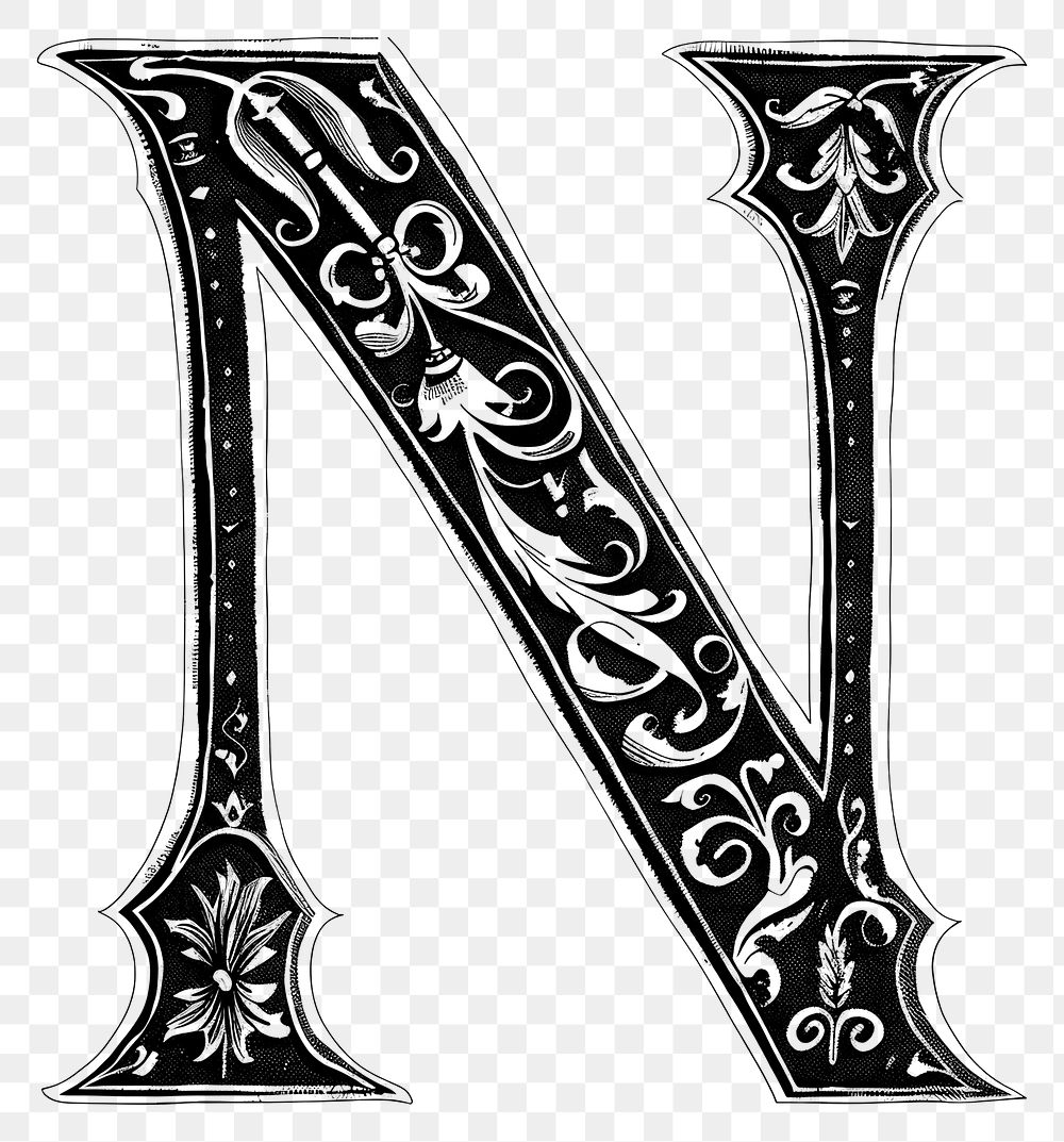 PNG N letter alphabet weaponry number symbol.