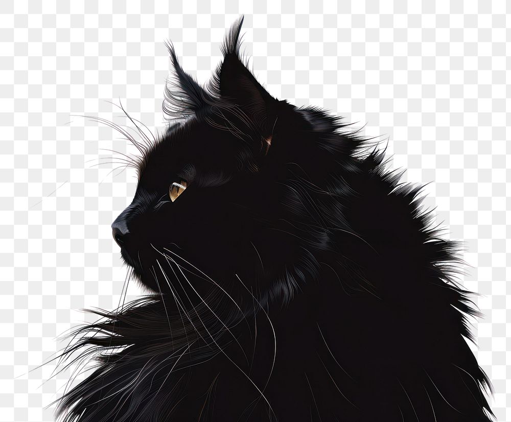 PNG Maincoon cat silhouette clip art mammal animal black.