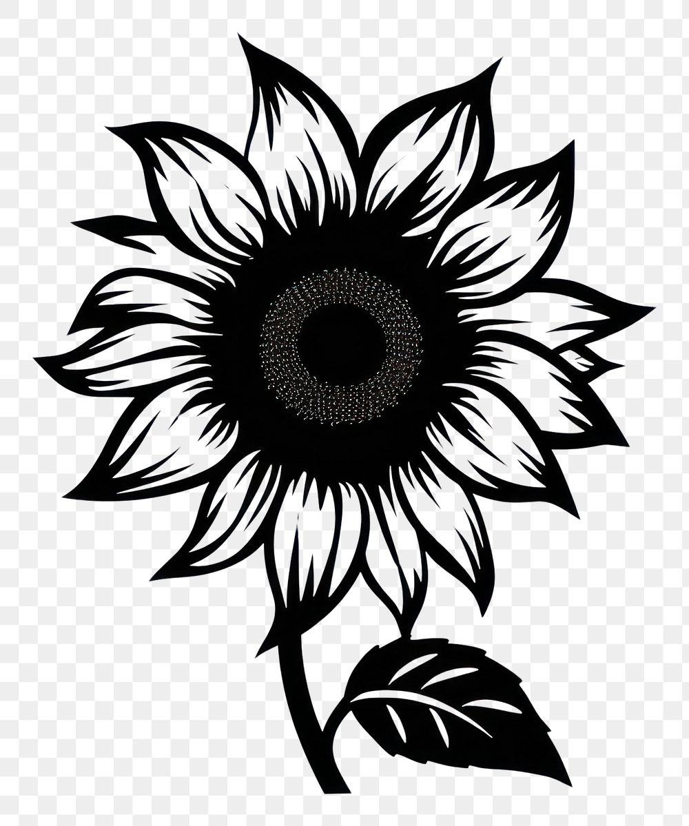 PNG Sun flower silhouette clip art sunflower blossom stencil.