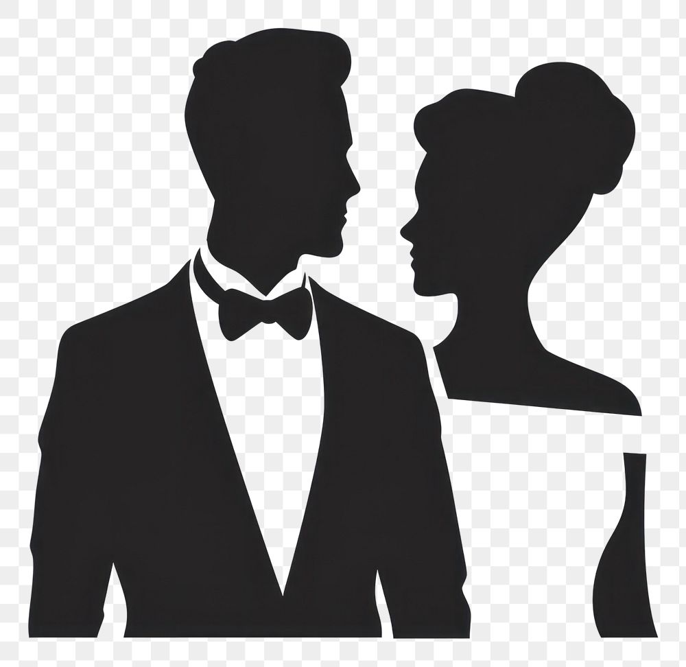 PNG Couple icon silhouette clip art clothing stencil apparel.