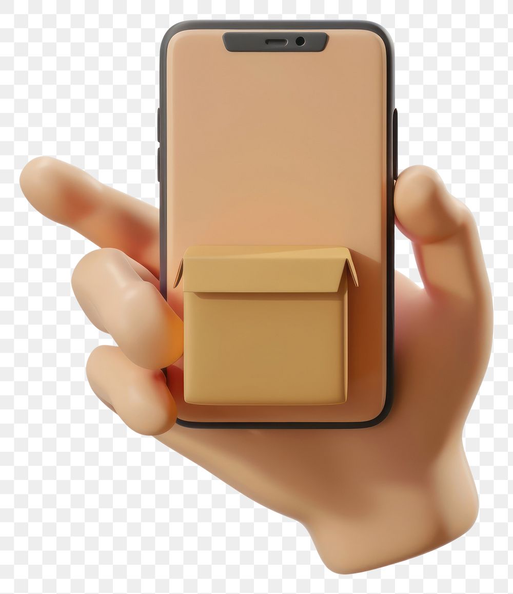PNG Hand holding box out from phone electronics mobile phone cell phone.